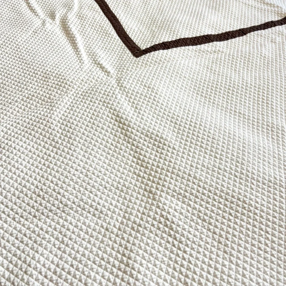 Diamond Quilted Hotel Style Cotton Duvet Cover Full Queen Brown Trim Luxury